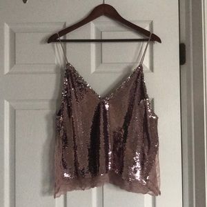 Pink sequin tank top